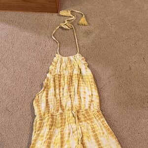 MAJORELLE Yellow Tie-Dye Halter Dress
